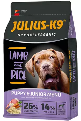 Julius-K9 - Adult Hypoallergenic High Premium - Puppy&amp;Junior Bárány-Rizs 12kg