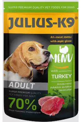 Julius-K9 - Alutasakos Húsos Menü Pulykával 125g