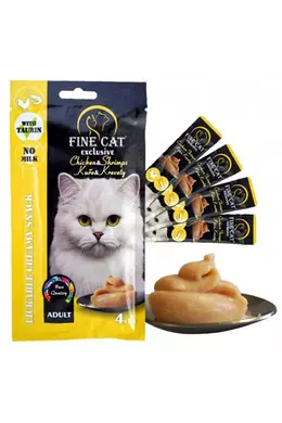 Fine Cat Exclusive - Krém Snack Macskáknak - Csirke és Garnéla - 4×15g