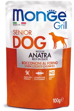 Monge Grill Senior Dog - Duck - Kacsában Darabok - 100g