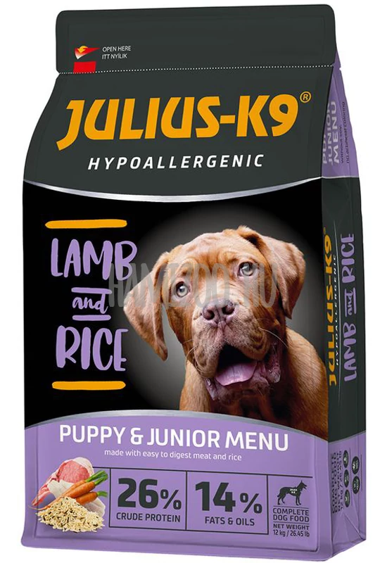 Julius-K9 - Adult Hypoallergenic High Premium - Puppy&amp;Junior Bárány-Rizs 3kg