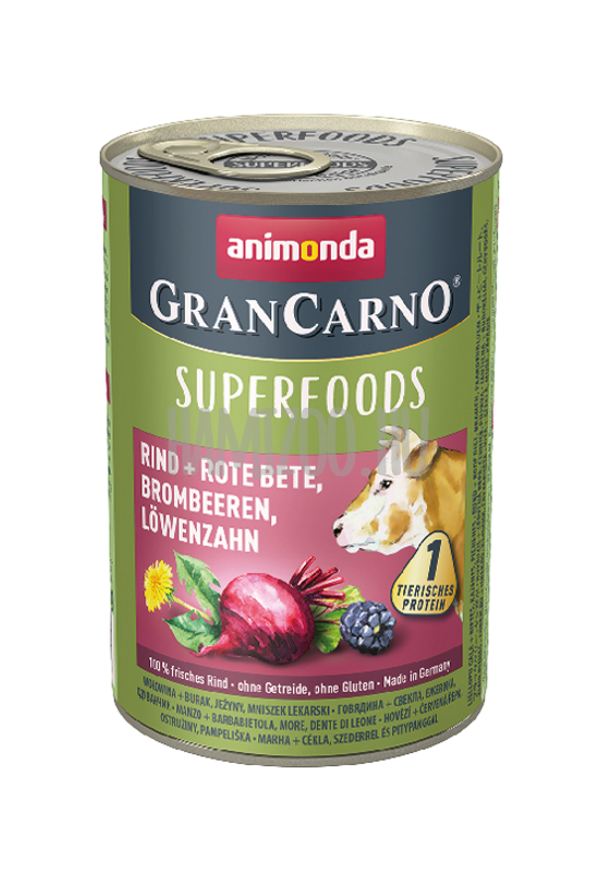 Animonda Grancarno Superfoods Adult -Marha - Cékla - Szeder - Pitypang 400g