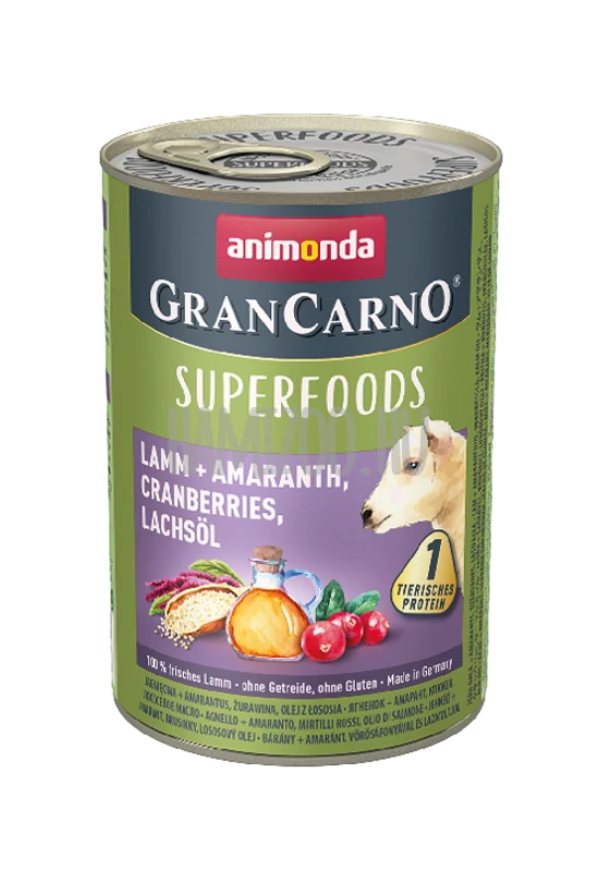 Animonda Grancarno Superfoods Adult Bárány - Amaránt - Áfonya - Lazacolaj 400g