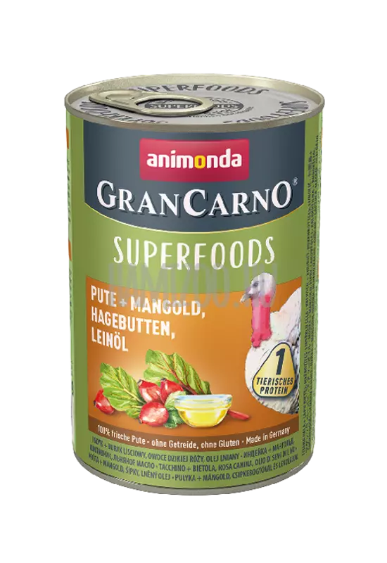 Animonda Grancarno Superfoods Adult Pulyka - Mángold - Csipkebogyó - Lenmagolaj 400g