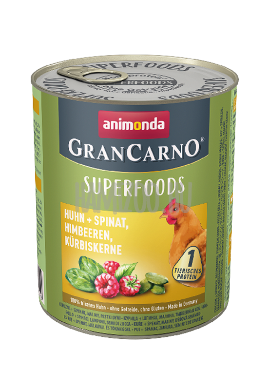Animonda Grancarno Superfoods Adult Csirke - Spenót - Málna - Tökmag 800g
