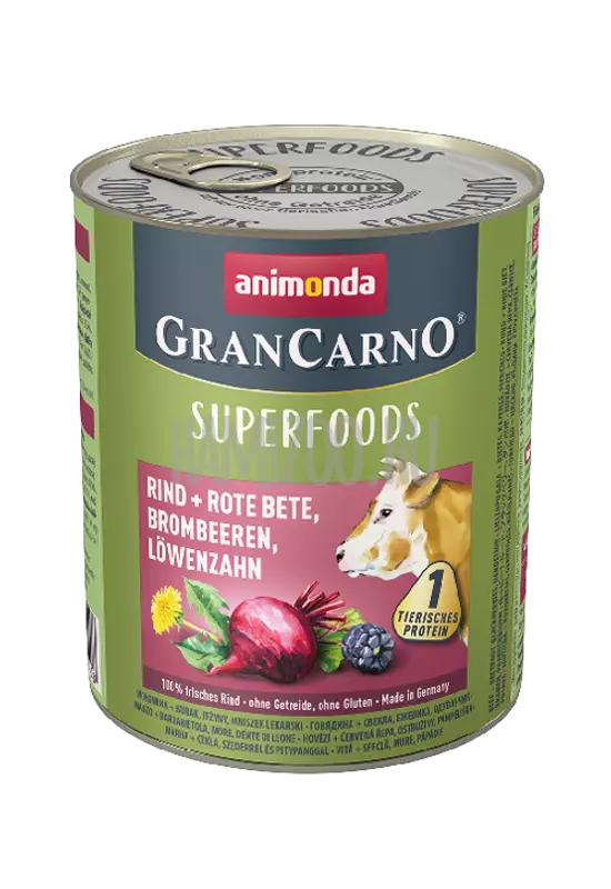 Animonda Grancarno Superfoods Adult -Marha - Cékla - Szeder - Pitypang 800g