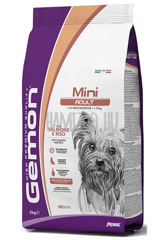 Gemon Dog Száraztáp Mini Adult - Lazac és rizs 3kg