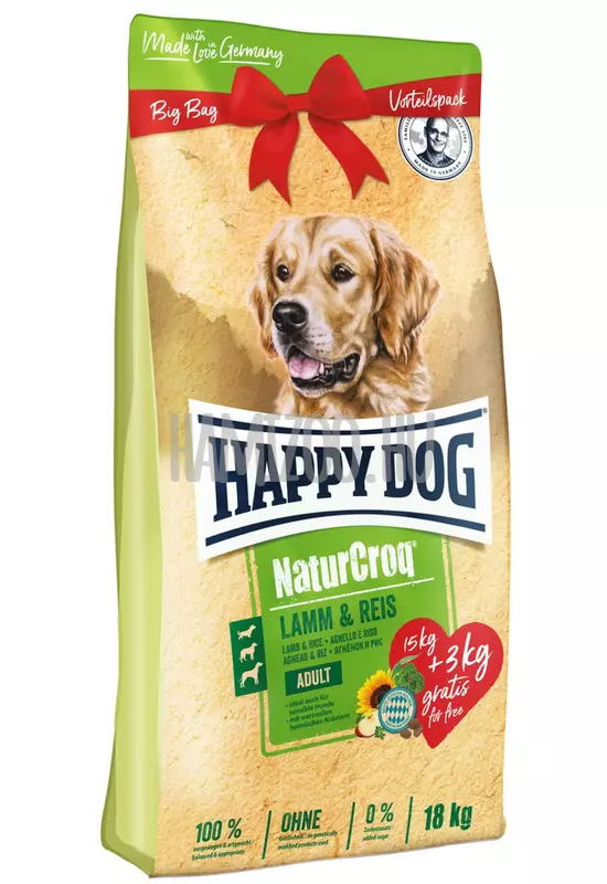 Happy Dog Natur - Croq Lamm/Reis - Bárány &amp; Rizs - 15+3kg