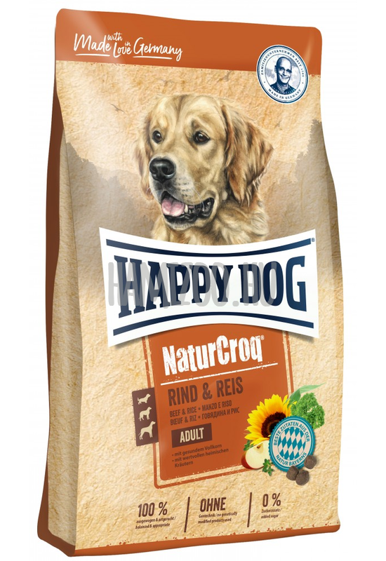 Happy Dog Natur - Croq Rind &amp; Reis - Marha &amp; Rizs - 1kg