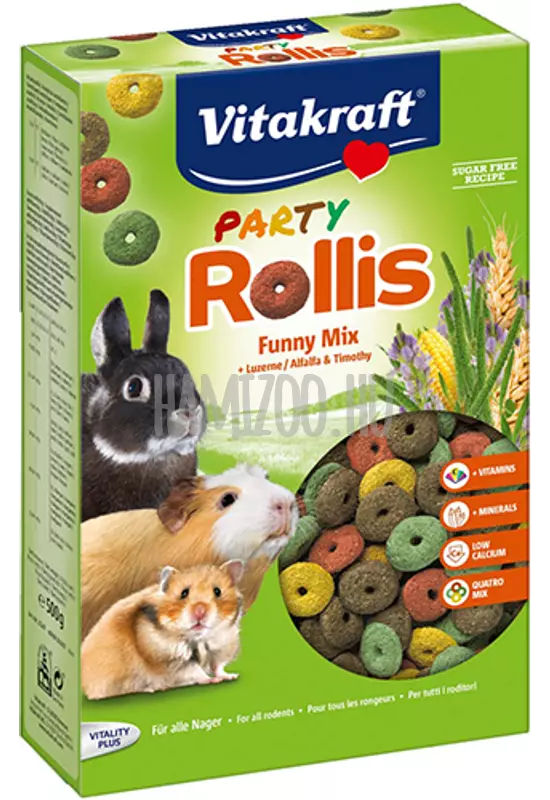 Vitakraft Rollis Party / Lucerna-Gabona Karikák Vitaminnal és Ásványi Anyagokkal - 500g